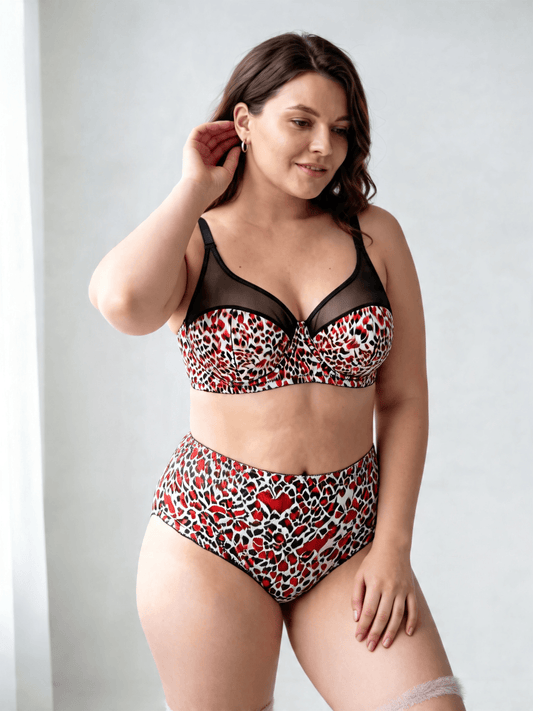 Leopard Print Seamless Underwire Support Plus Size Bra for Women