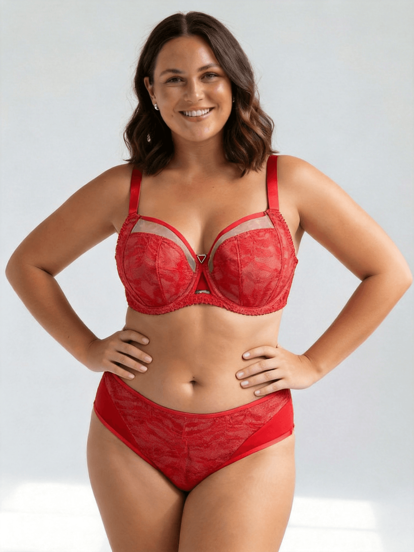PlusSize Lace Bra Set,Push Up & Net Like, ThinCup