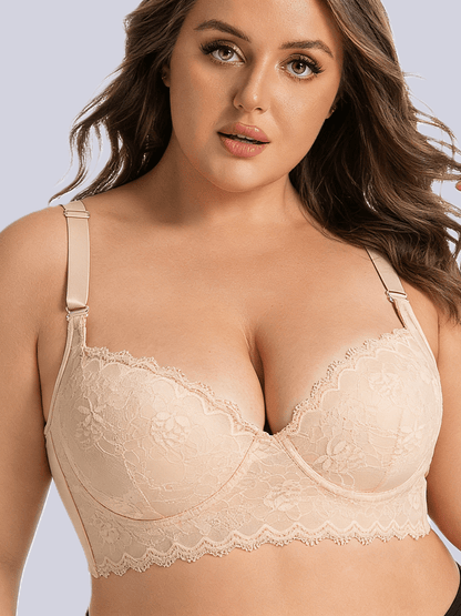 back smoothing plus size bra, front closure design that saves time and effort.