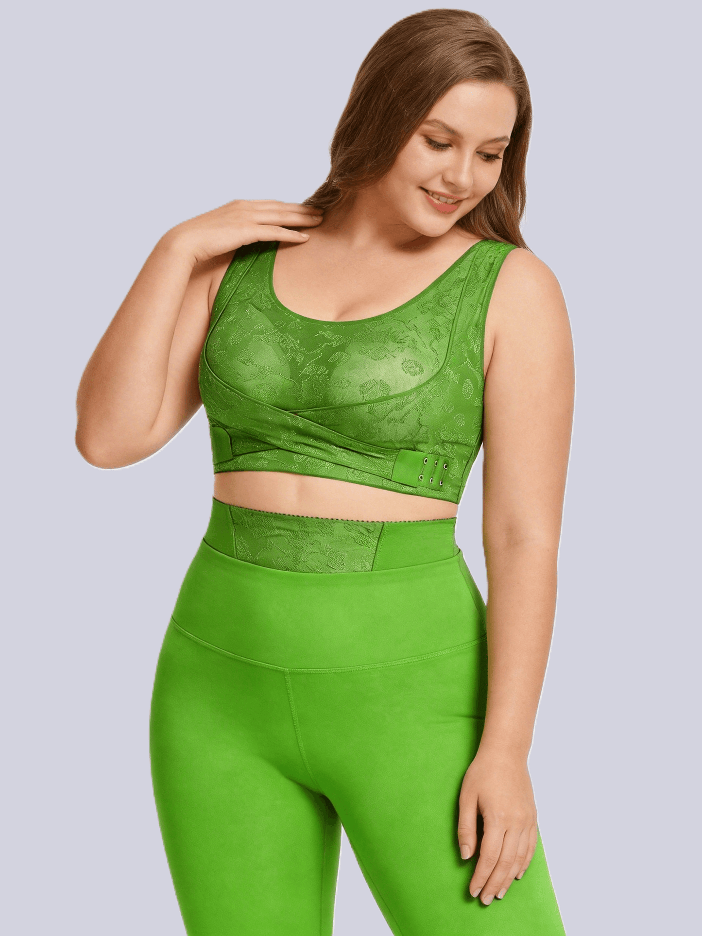 Vintage Embossed Wireless Push Up Shaping Bra with Cross Side Buckle