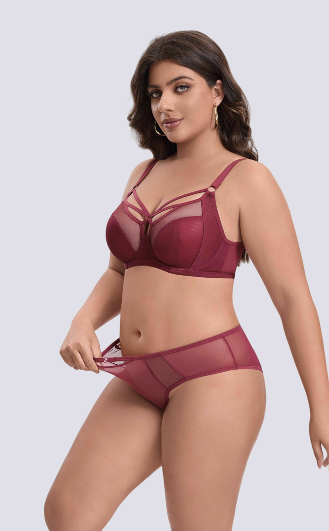 breathable mesh underwire bra set delivering supportive comfort for full busts