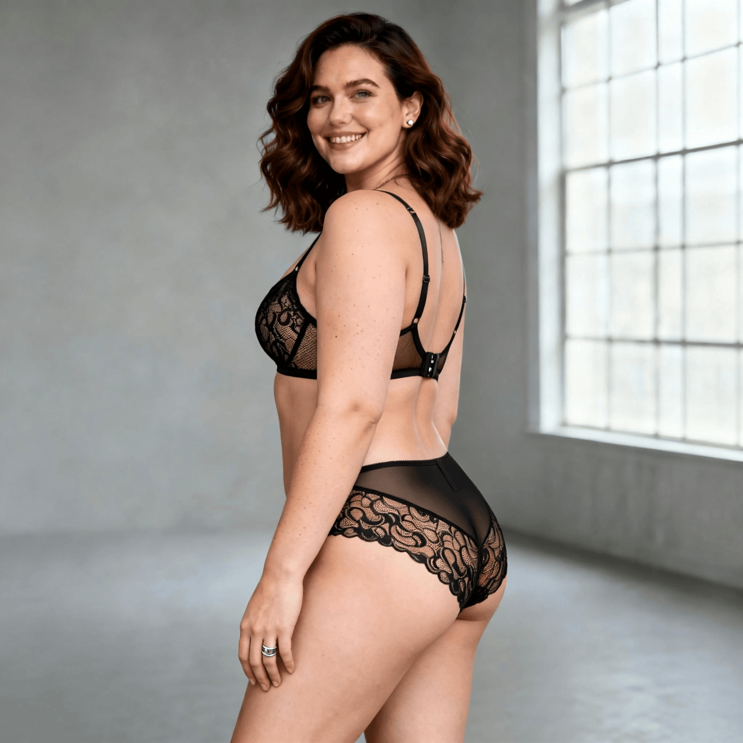 Plus Size Lace Leopard Print Elegant Push Up Bra Set for Women