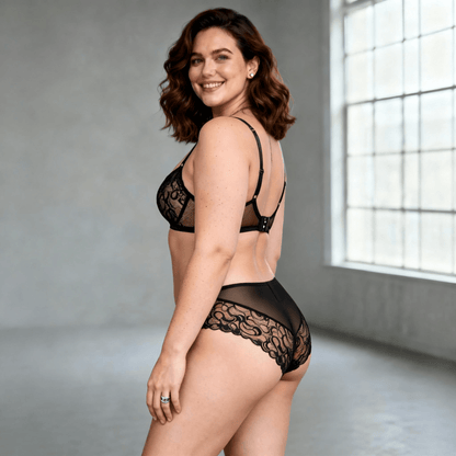 Plus Size Lace Leopard Print Elegant Push Up Bra Set for Women
