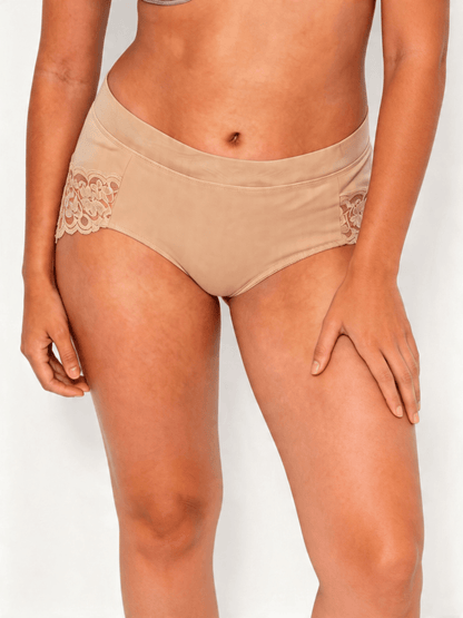 Lace Seamless Breathable Moisture Plus Size Mid‑waist Briefs