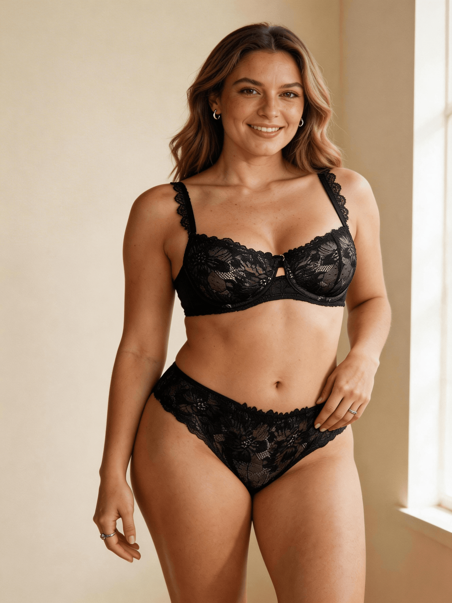 Thin Molded Cup, Push Up & Minimizer Lace Bra Set for Women