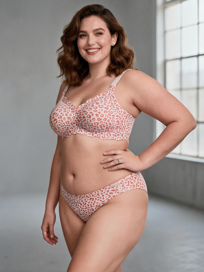 Leopard Print Plus Size Jelly Gel Thin Seamless Wireless Bra