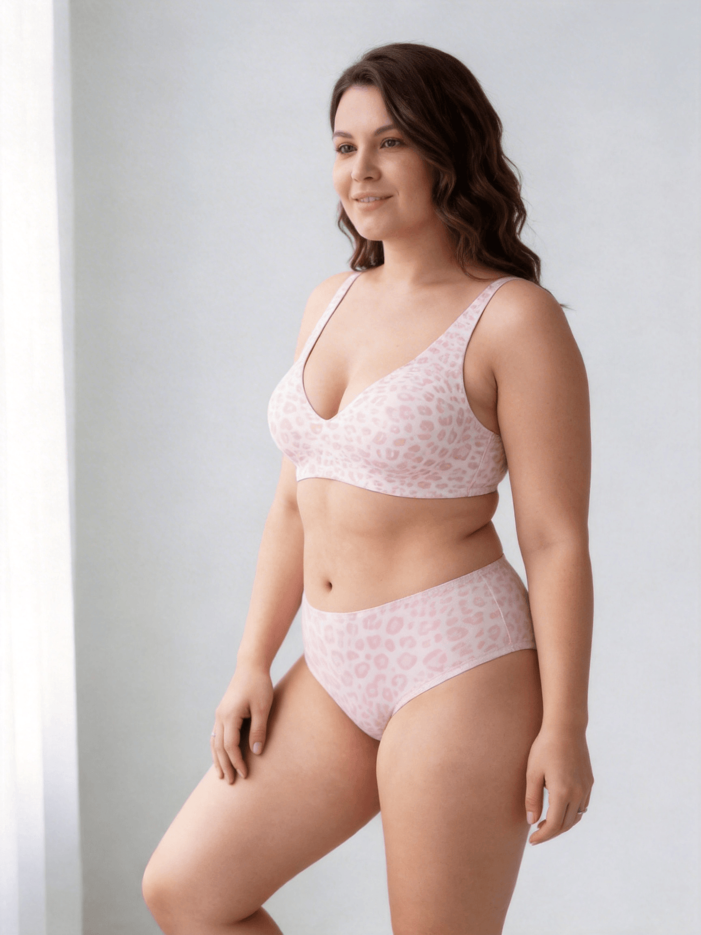 Wireless Full-Coverage Bra with Leopard Print Choosable