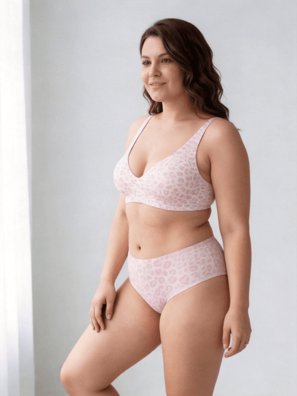Wireless Full-Coverage Bra with Leopard Print Choosable