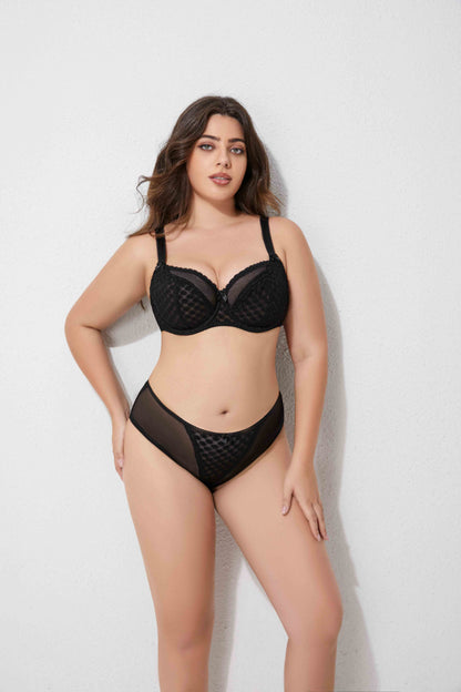 classic lace underwire bra set providing stable support for plus size busts