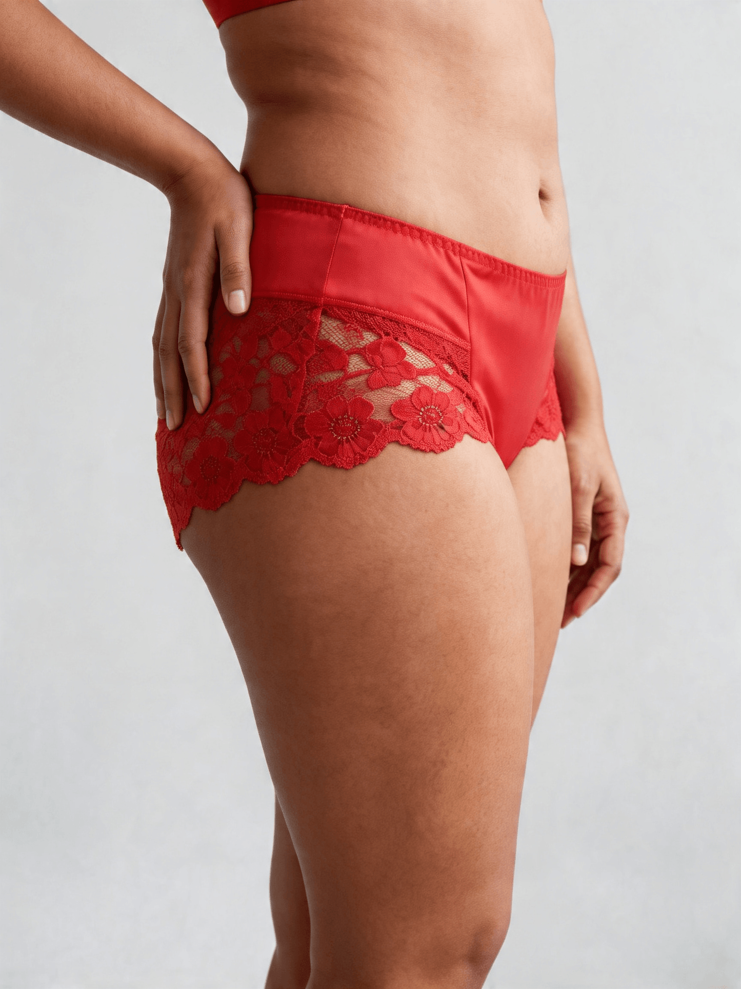 Lace Seamless Breathable Moisture Plus Size Mid-Rise Panties