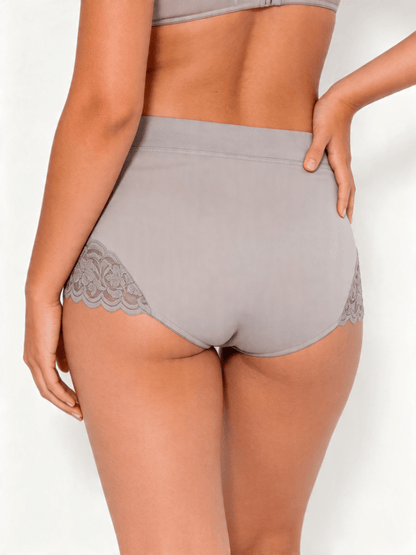 Lace Seamless Breathable Moisture Plus Size Mid‑waist Briefs