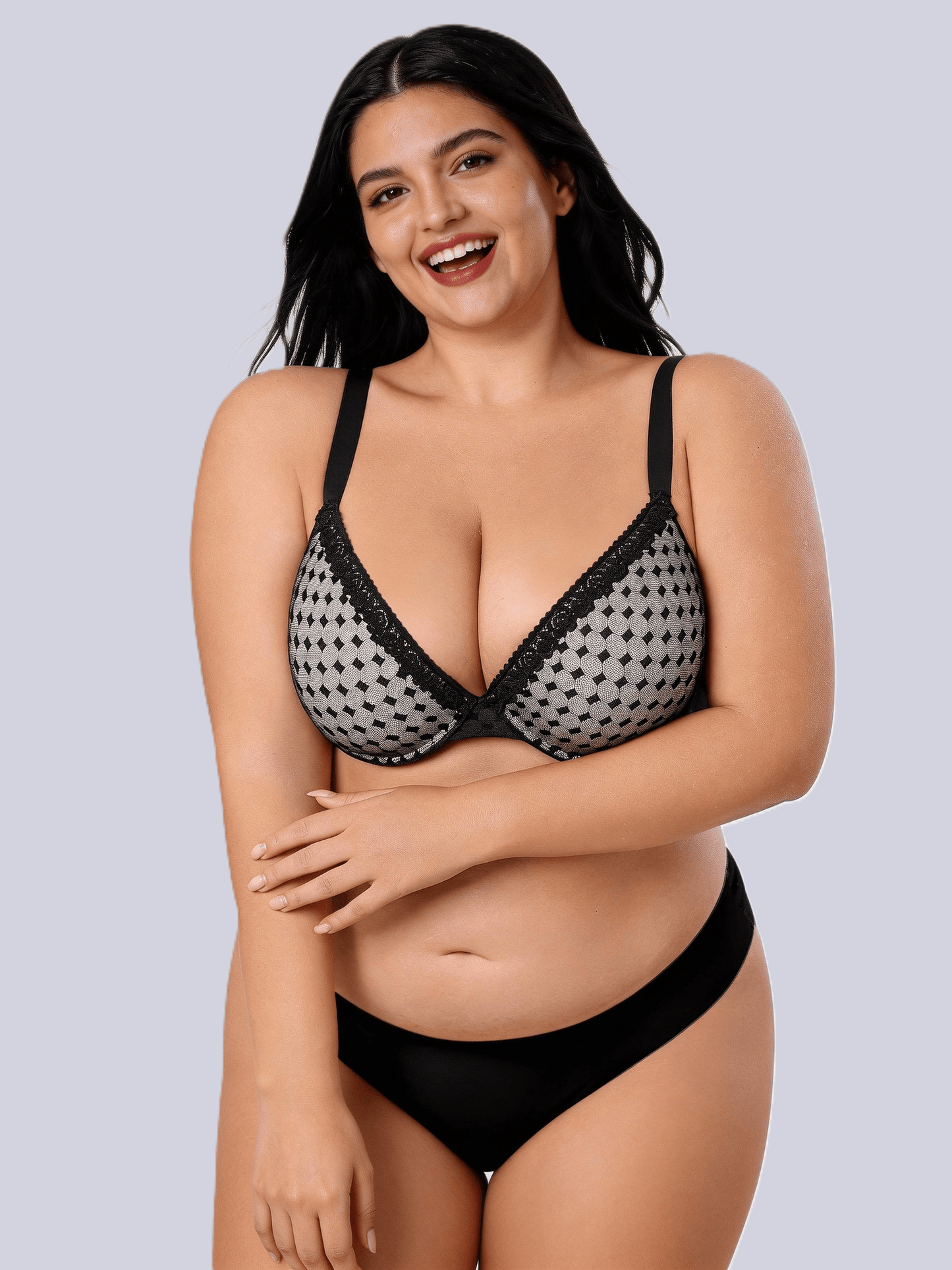 D-G Cup Net Like Underwire Support Bra - Plussize Stylish Intimates