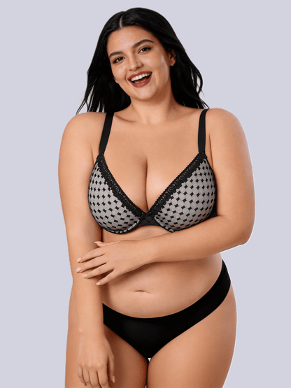 D-G Cup Net Like Underwire Support Bra - Plussize Stylish Intimates