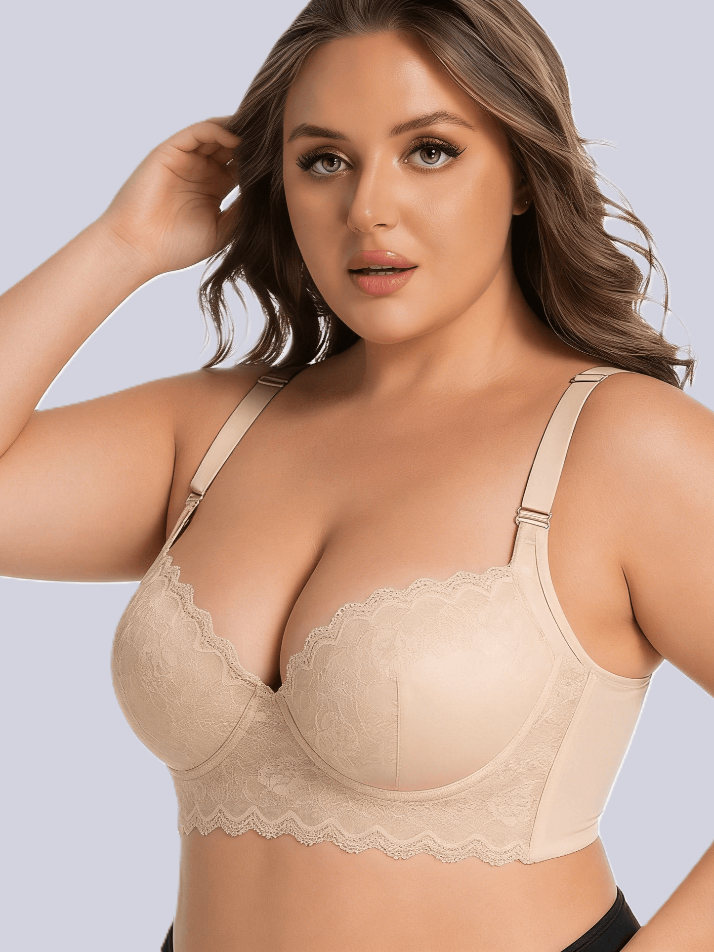 curvy figure friendly bra, plus size, wireless and with a smooth back design.