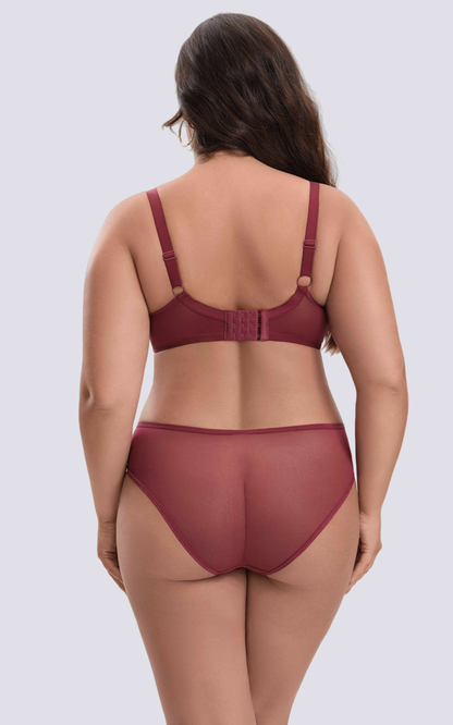 mesh underwire bra set designed for confident fit and plus size comfort