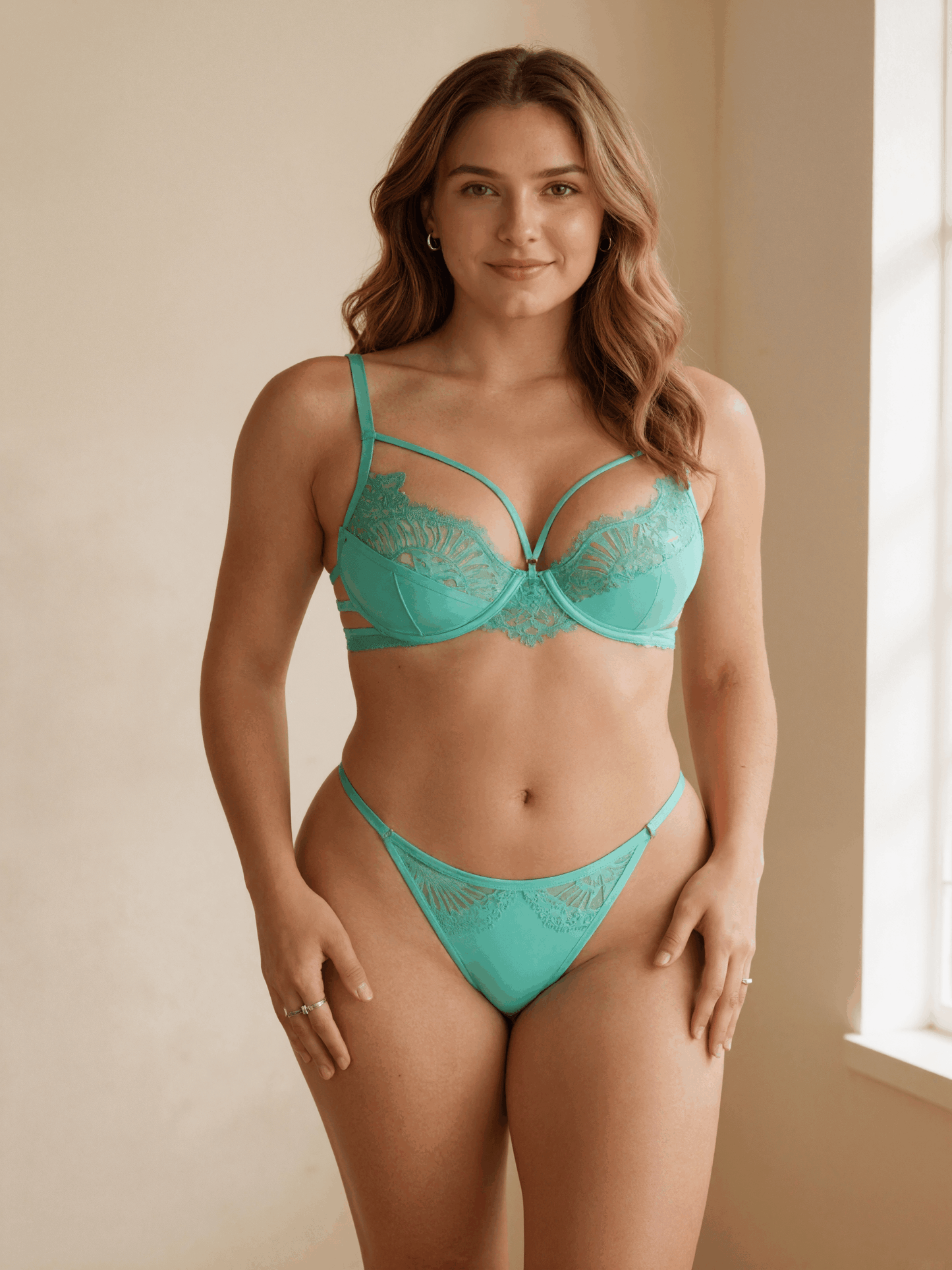 Elegant Style Eyelash Lace Floral Breathable Push Up Bra Set for Women