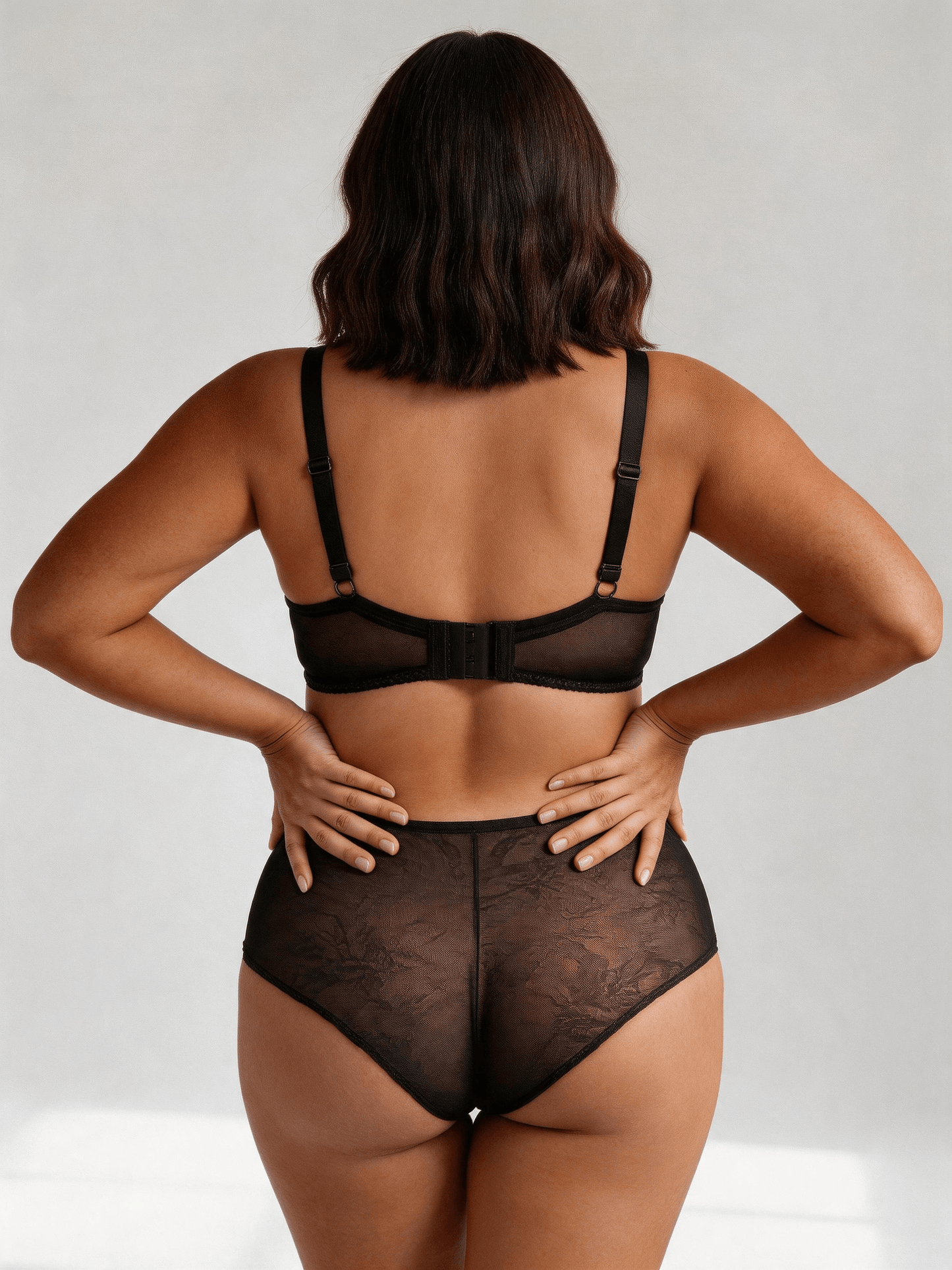 PlusSize Lace Bra Set,Push Up & Net Like, ThinCup