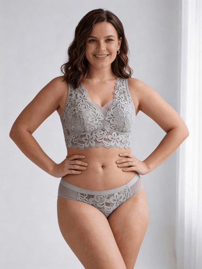 Plus Size Pure Lace Wireless Bra, Seamless & Breathable Design