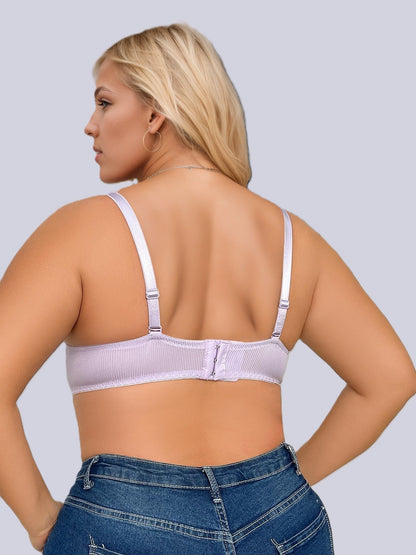 stylish purple plus size bra with underwired push-up support, thin lightweight fabric and sexy beautiful back design.