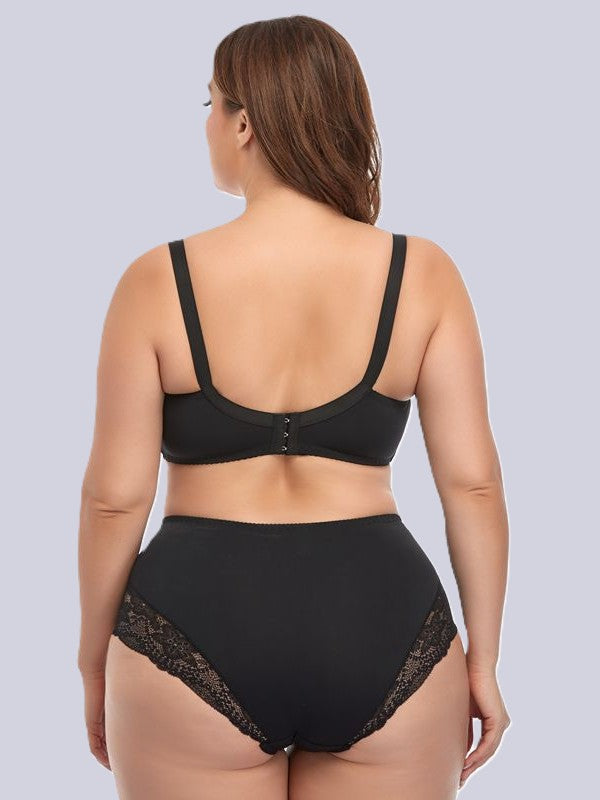 Plus Size Underwired Lace Bra Set for Women – Thin Molded Cup Intimate