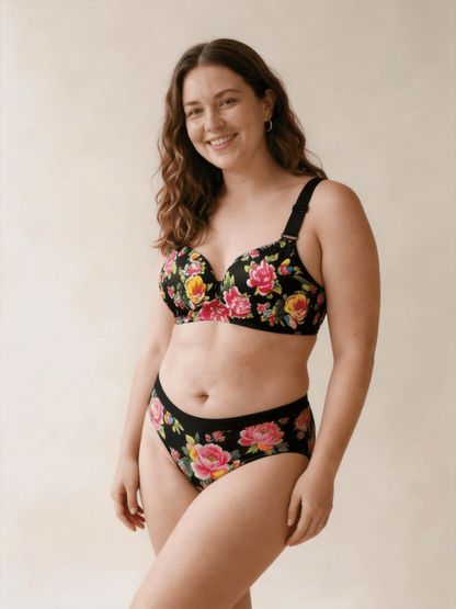 Seamless Plus Size Bra with Floral Print for Curvy Women