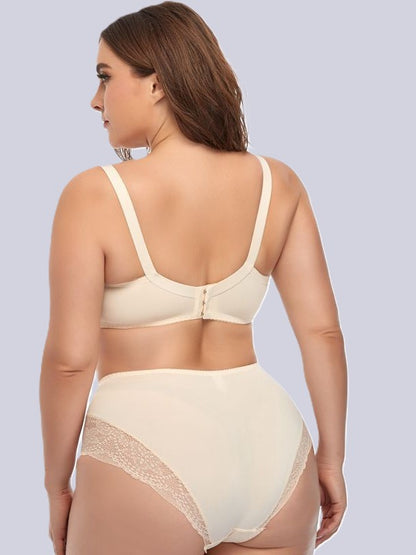 Plus Size Underwired Lace Bra Set for Women – Thin Molded Cup Intimate