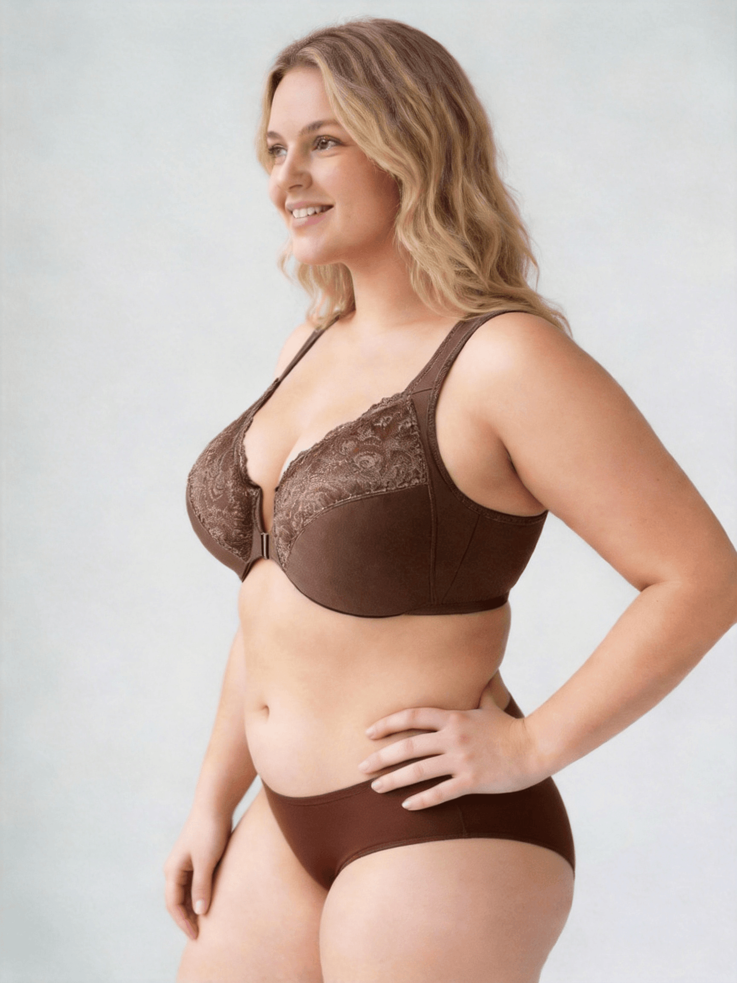 Plus Size Front Closure Full Coverage Seamless Women's Bra With Underwire Support