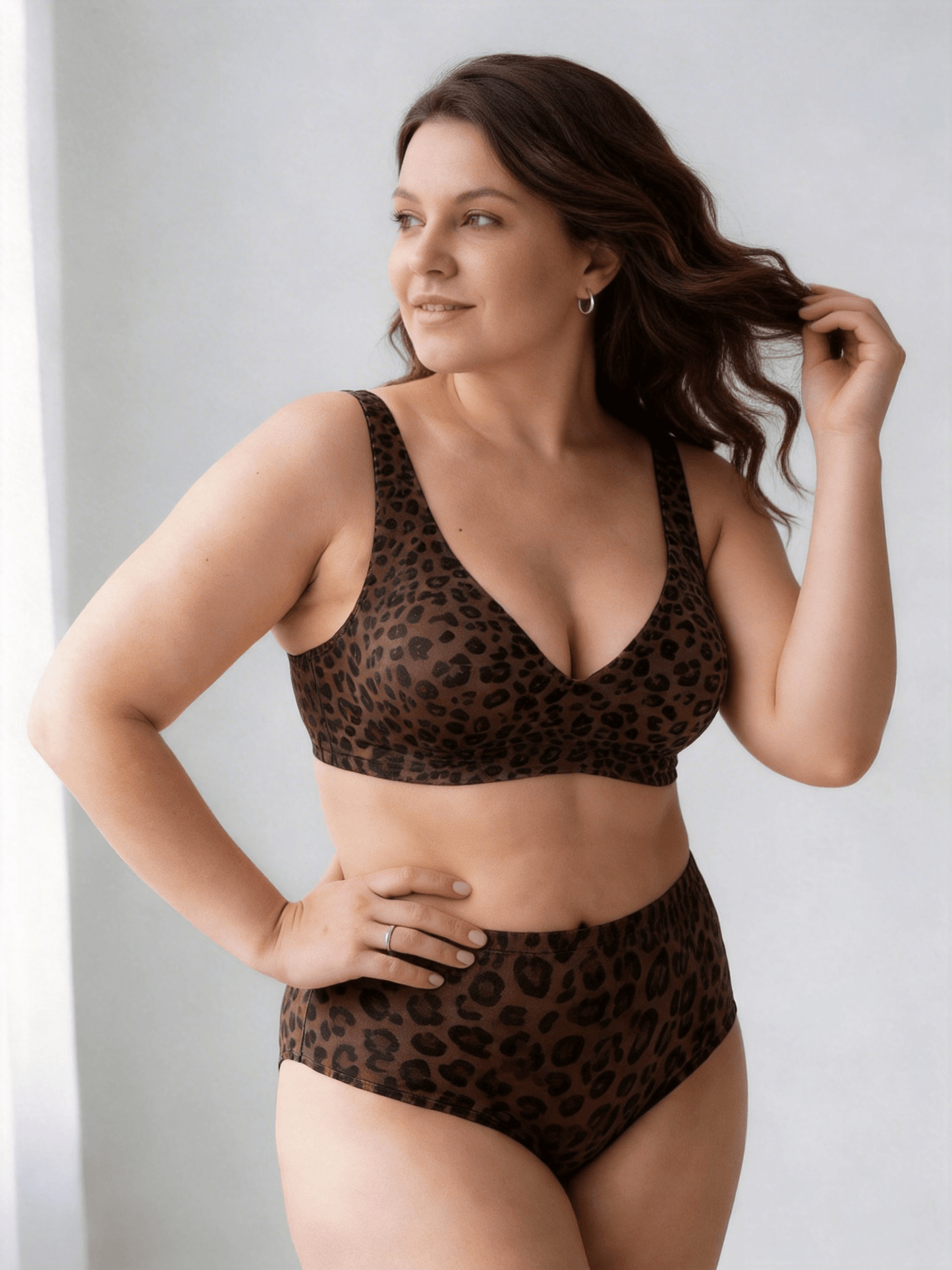 Wireless Full-Coverage Bra with Leopard Print Choosable