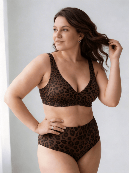 Wireless Full-Coverage Bra with Leopard Print Choosable