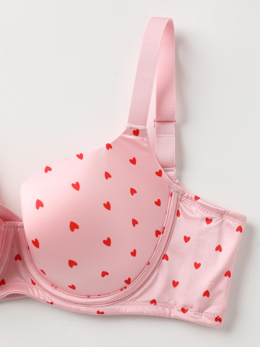 Sweetheart Print Underwire Bra with a Flattering Fit