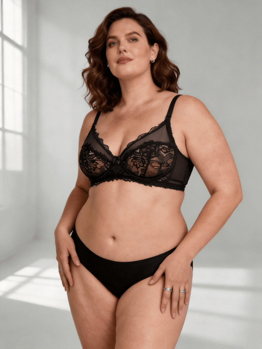 Women's Plus Size Ultra-Thin Net-Like Lace Push Up Bra Elegant Intimate