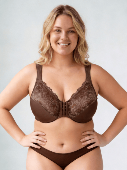 Plus Size Front Closure Full Coverage Seamless Women's Bra With Underwire Support