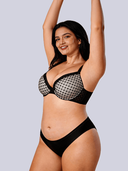 D-G Cup Net Like Underwire Support Bra - Plussize Stylish Intimates