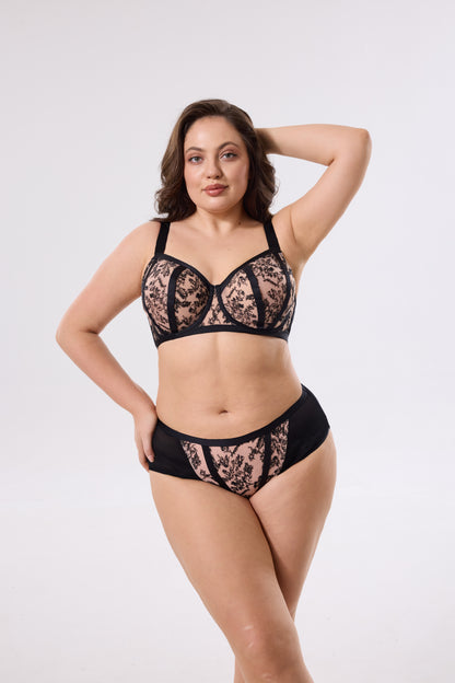 floral embroidered underwire lace lingerie set