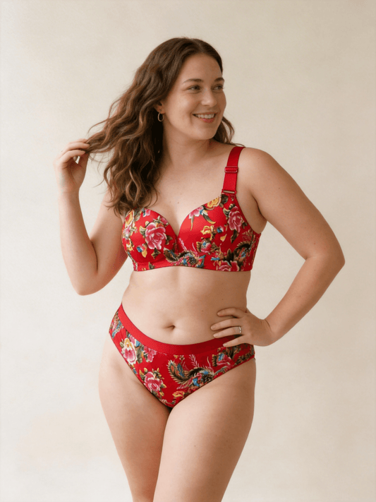 Seamless Plus Size Bra with Floral Print for Curvy Women