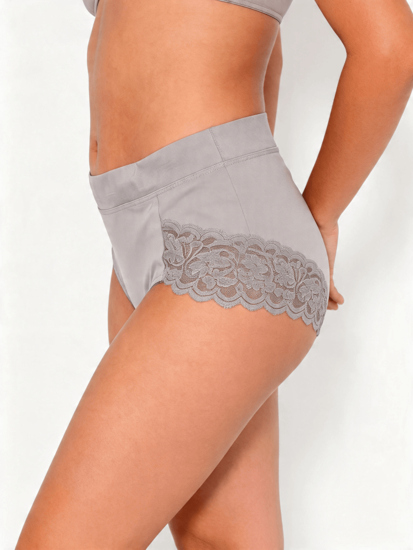 Lace Seamless Breathable Moisture Plus Size Mid‑waist Briefs