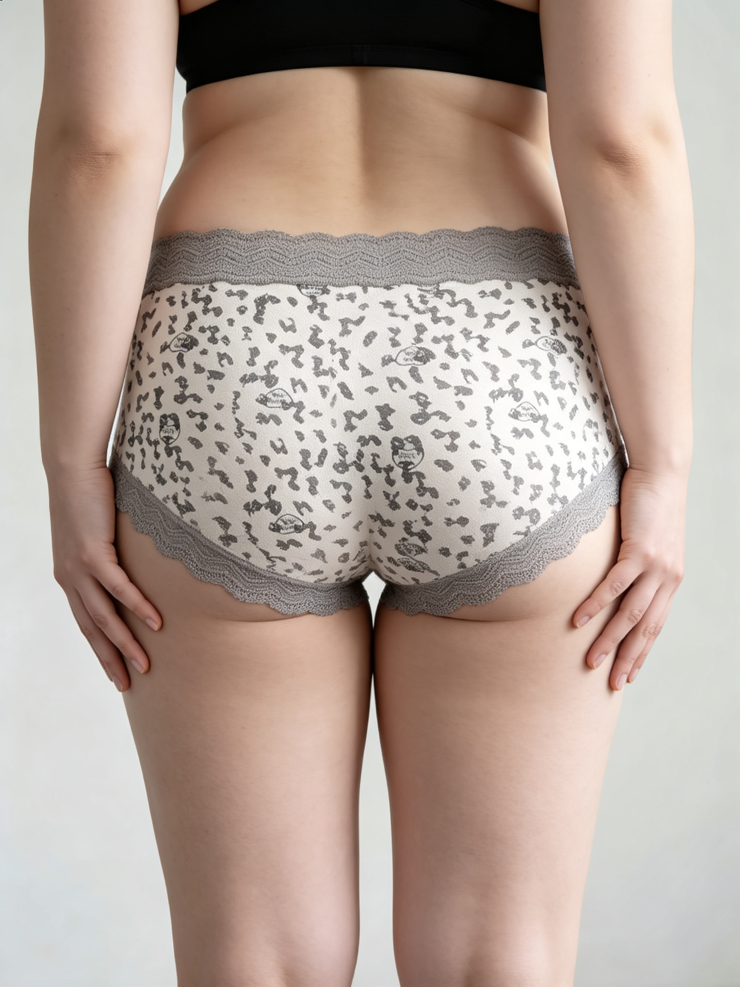 Bamboo Fiber Plus Size Women's Printed Extended Crotch High Waist Briefs