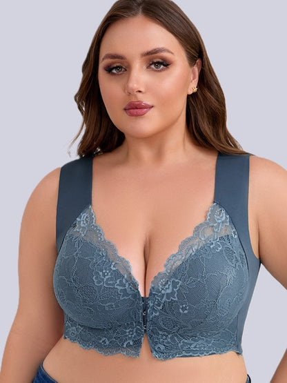 curvy women friendly wireless bra, front hook design for easy wear and smooth look.