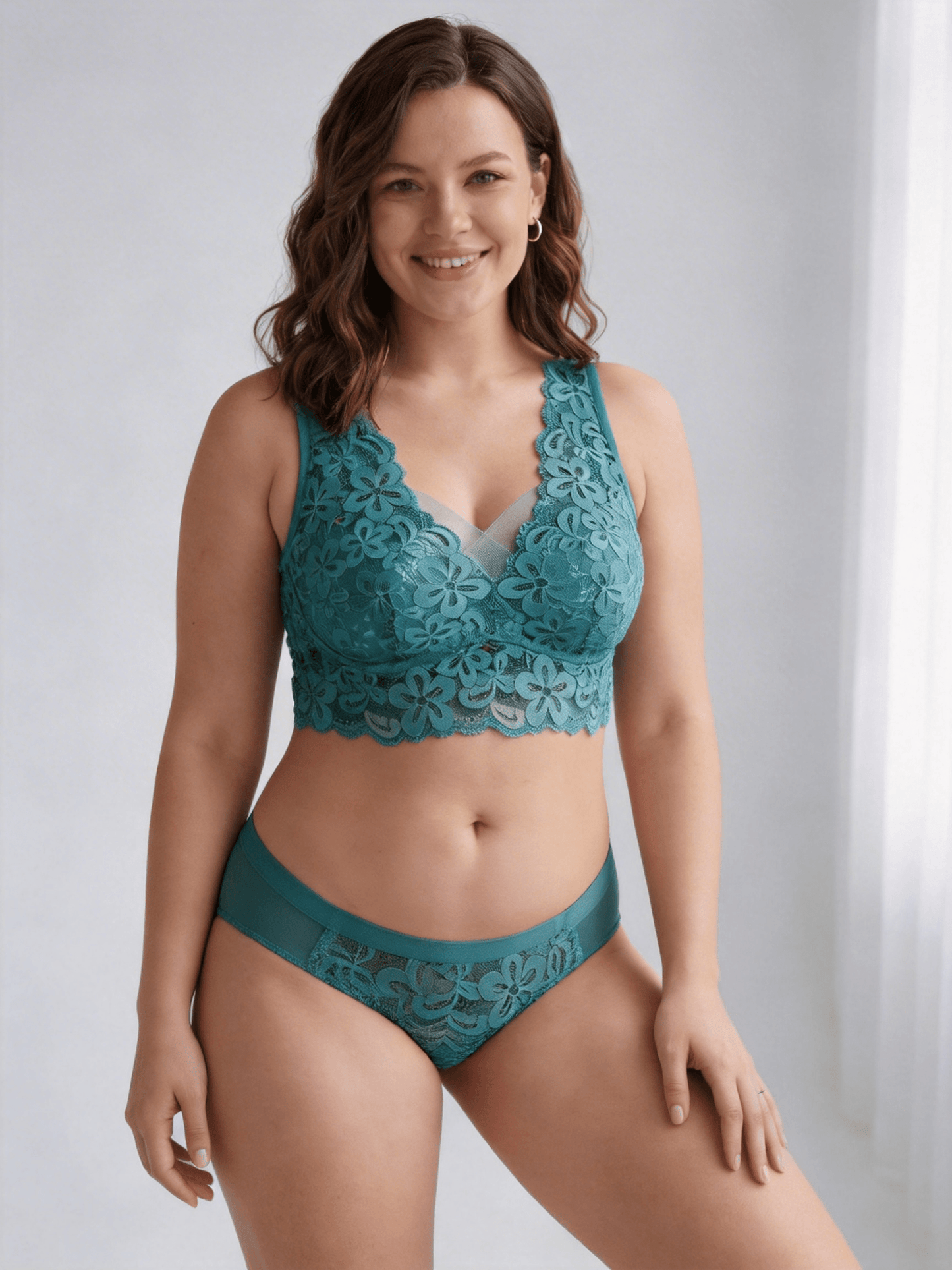 Plus Size Pure Lace Wireless Bra, Seamless & Breathable Design