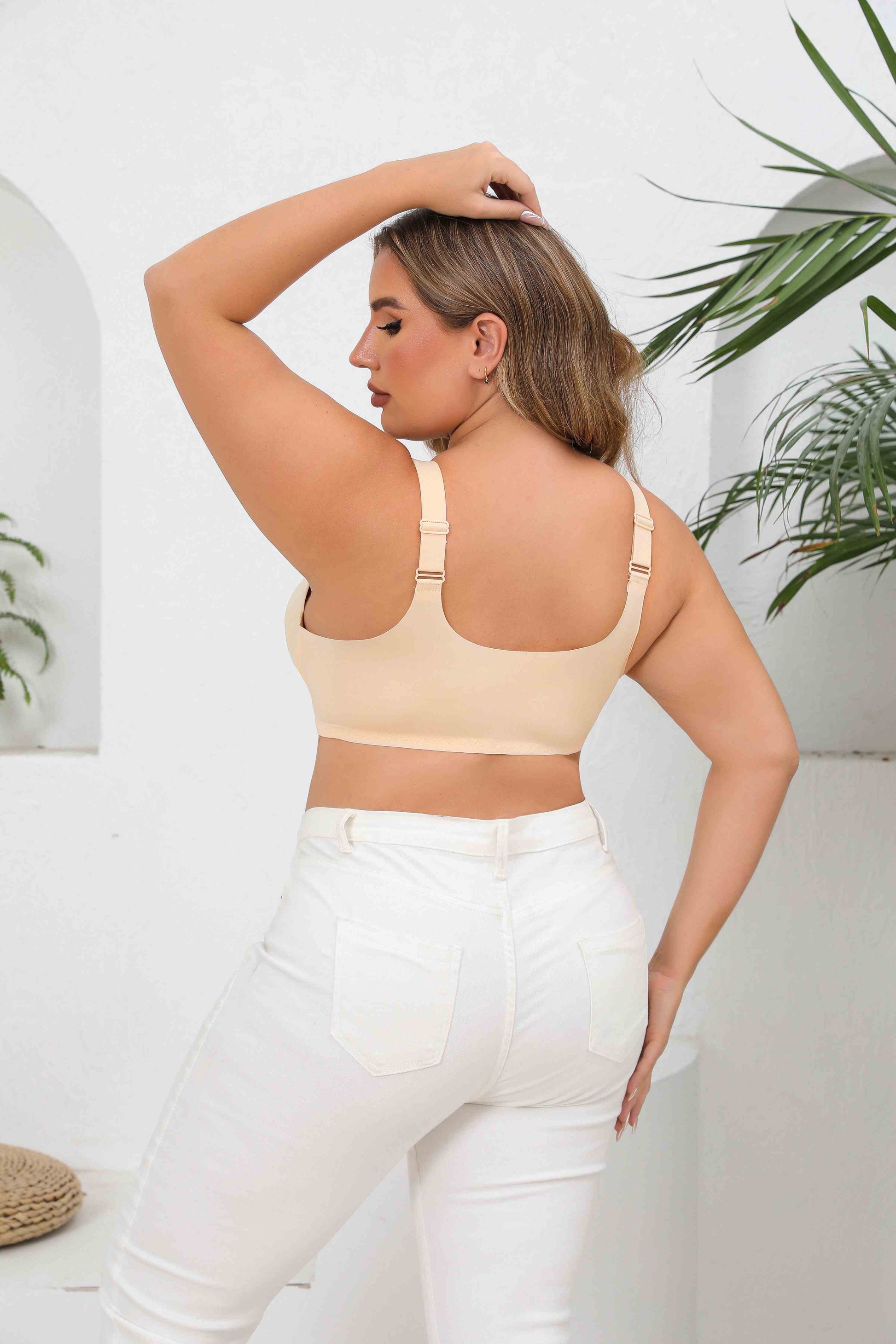 front close leopard bra designed to smooth sides and support bust