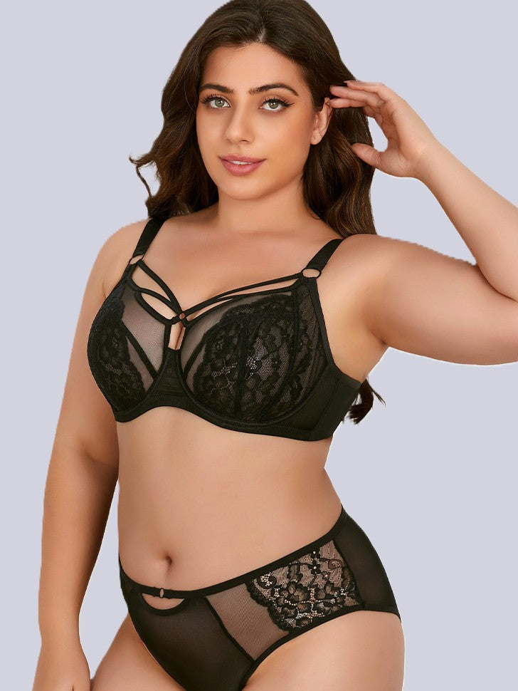 u‑shaped back for a slimmer look, matching panty included in one set.