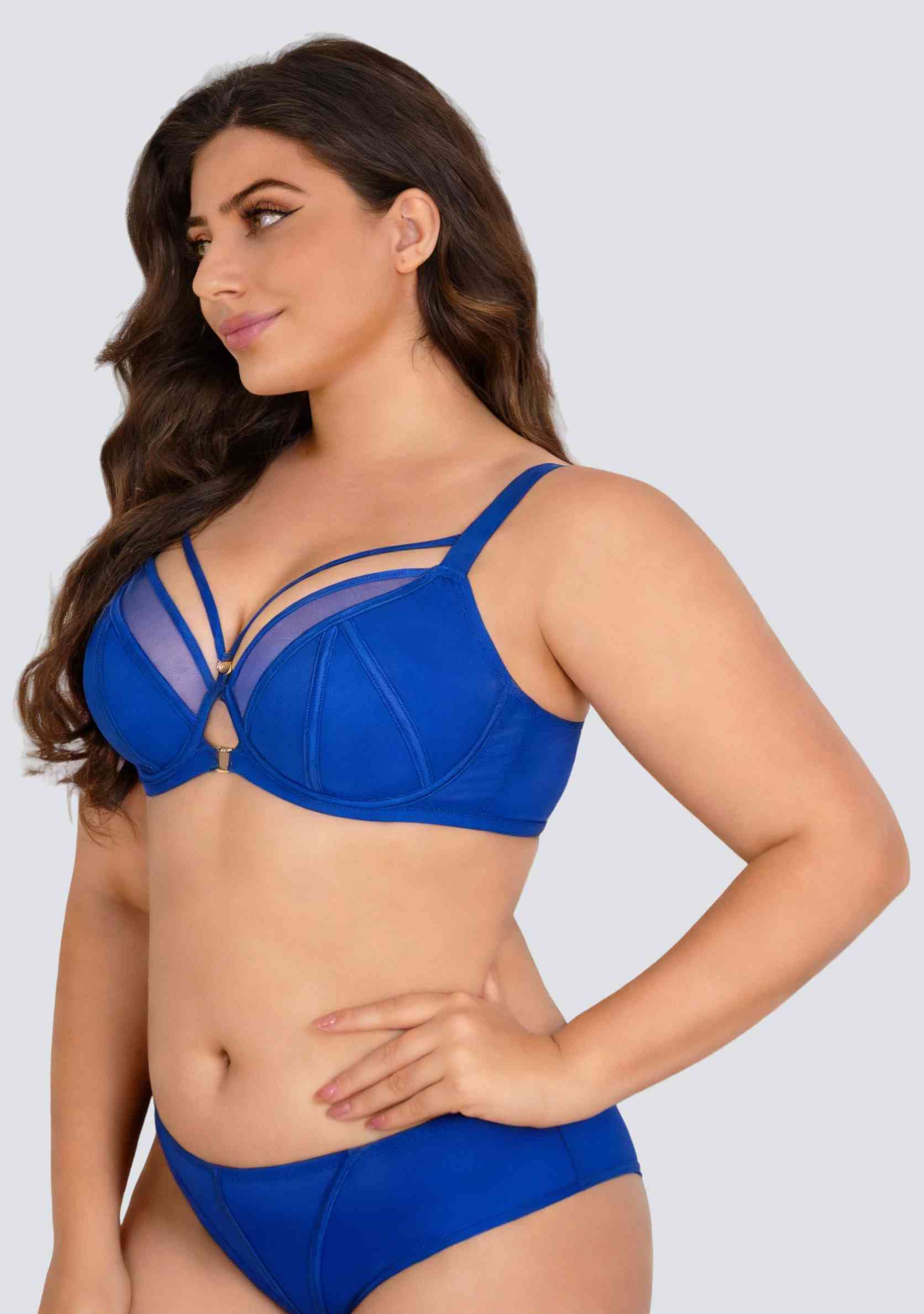 full coverage mesh underwire bra set designed for plus size lift and support