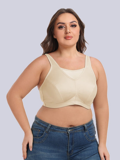 curvy figure friendly bra, plus size, wireless and with a smooth back design.