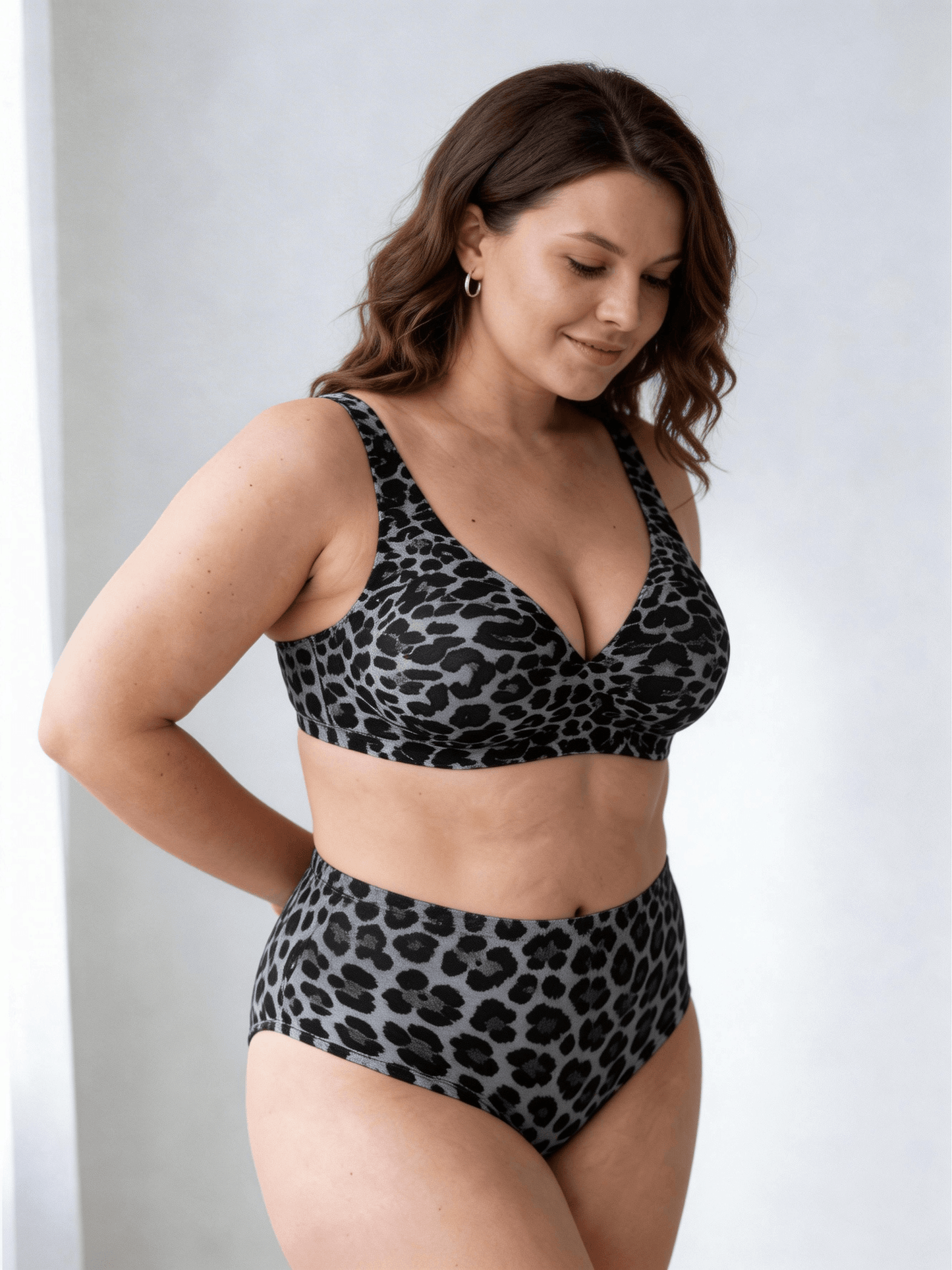 Wireless Full-Coverage Bra with Leopard Print Choosable