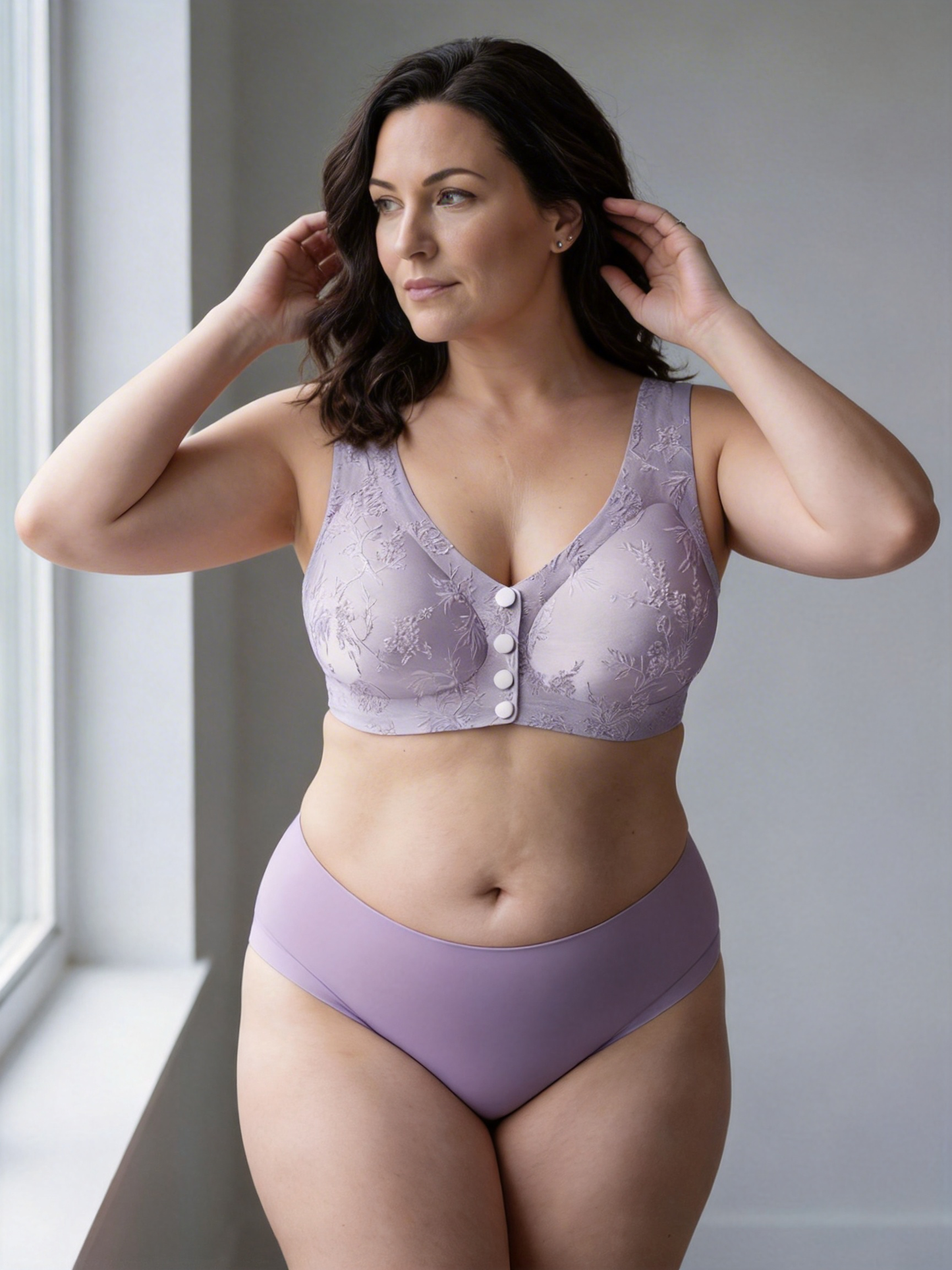 Embossed Front Closure Seamless Push Up Bra for Middle Aged & Elderly Women