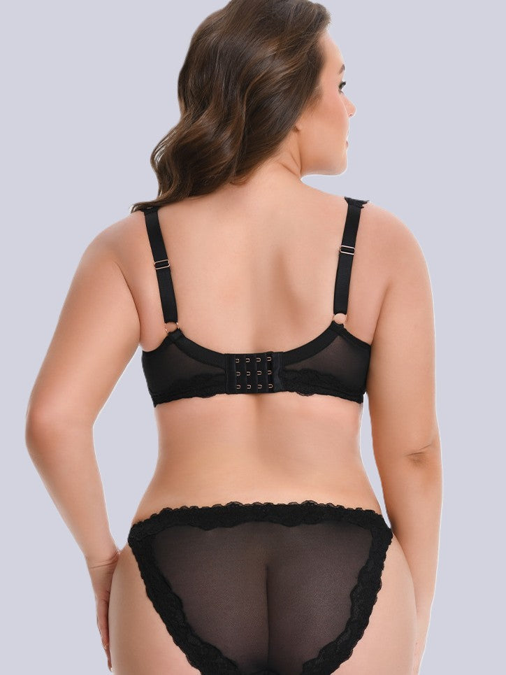 elevate your everyday with the enchante black lace full coverage underwire bra. delicate floral lace, full coverage support.