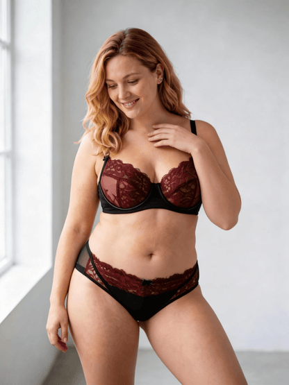 Elegant Style Lace Net-Like Push Up Bra Set for Women