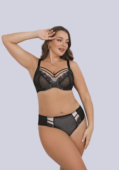 lace underwire bra providing gentle lift and supportive fit for larger cup sizes