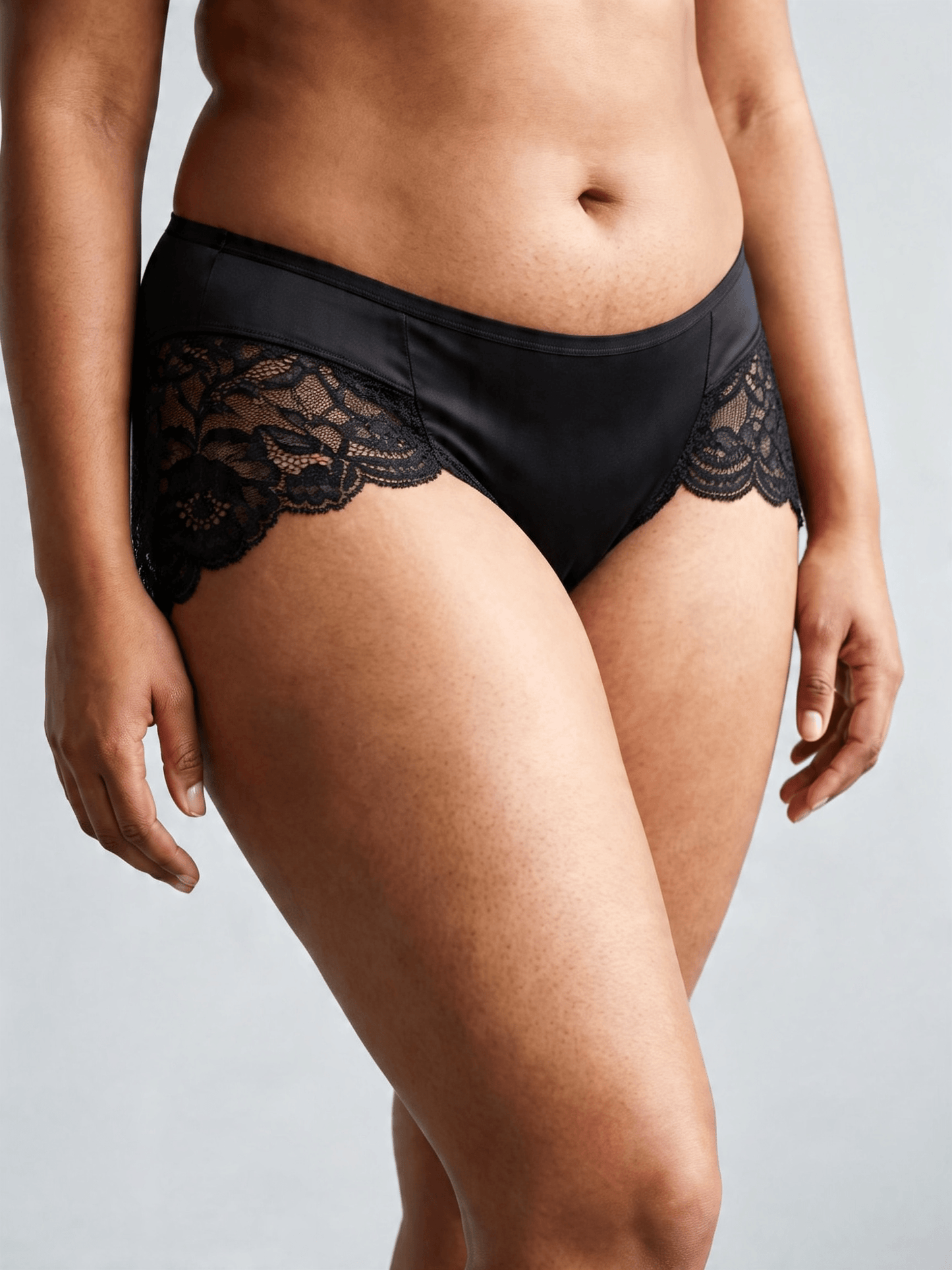Lace Seamless Breathable Moisture Plus Size Mid-Rise Panties