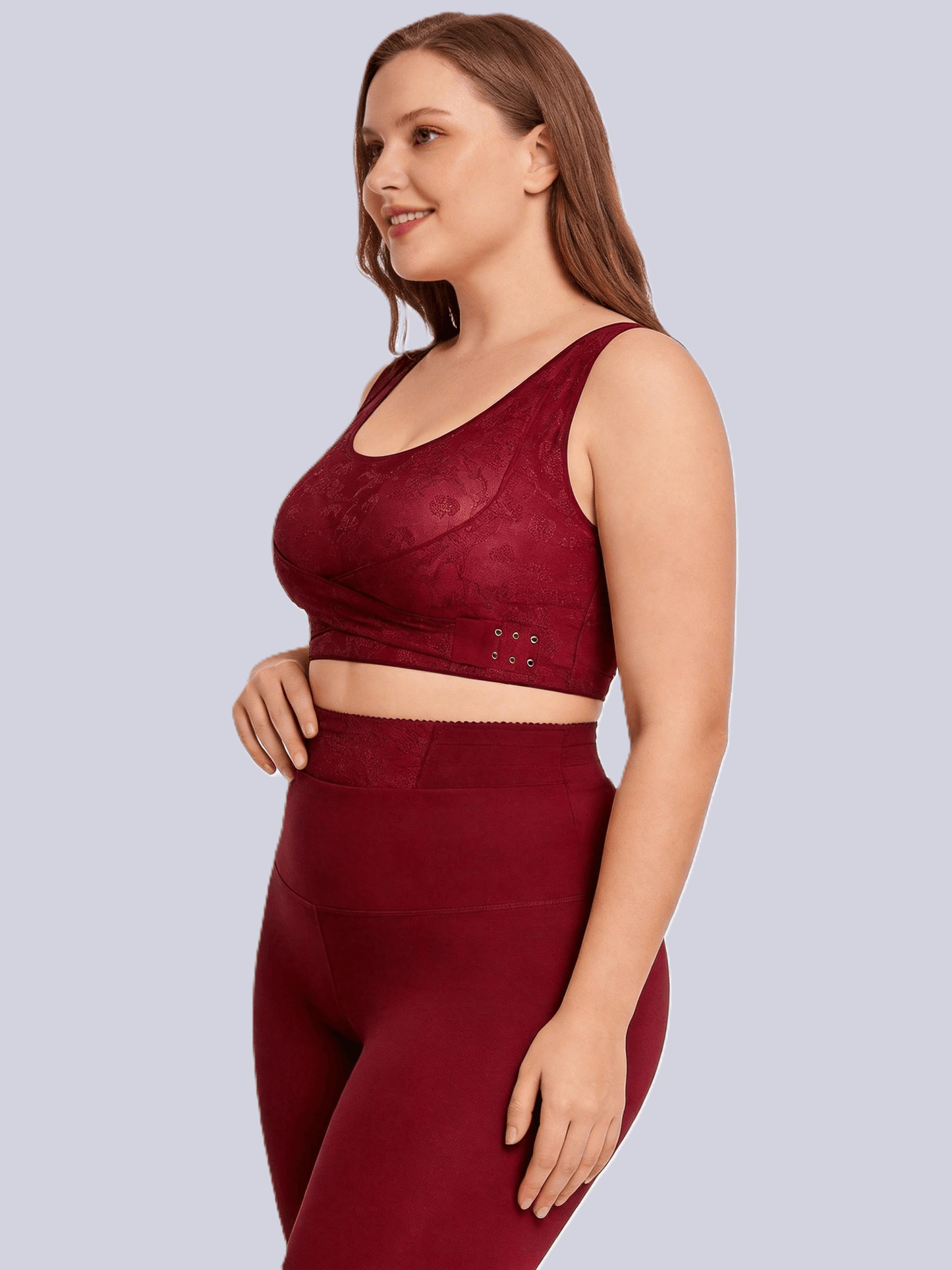 Vintage Embossed Wireless Push Up Shaping Bra with Cross Side Buckle
